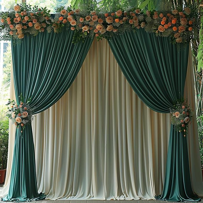 20x10ft Wrinkle Free Hunter Green Backdrop Curtain - Image 9