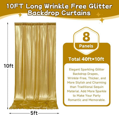 40ftx10ft Thick Gold Glitter Backdrop Curtain - Image 6