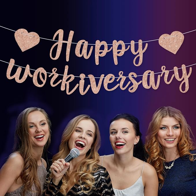 Rose Gold Glitte Happy Workiversary Banner - Image 4