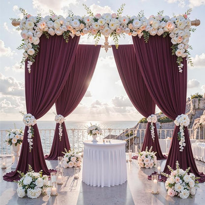 40 ft x 10 ft Wrinkle Free Maroon Backdrop Curtain - Image 2