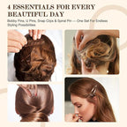 Bobby Pins Set Brown – Hair Kit with U Shape Pins, Spiral Pin & Snap Clips, for Women & Girls, Ideal for Buns, Updos, Weddings & Parties