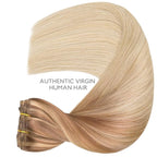 WENNALIFE Clip in Hair Extensions Real Human Hair, 22 Inch 120g 7pcs Ash Beige Blonde Blend Remy Hair Natural Double Weft