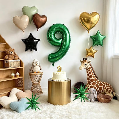 TONIFUL 9th Birthday Balloons Kit 40 Inch Dark Green Large Number 9 Balloon | - Image 3
