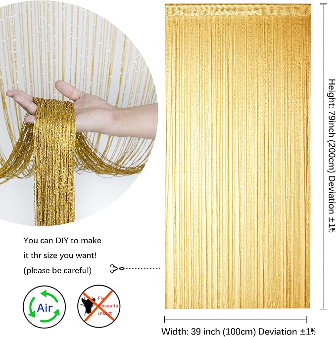 Hysenm 2 Pack 39 x 79 Inch String Door Curtains, Hippie Room Divider Decor - Image 2