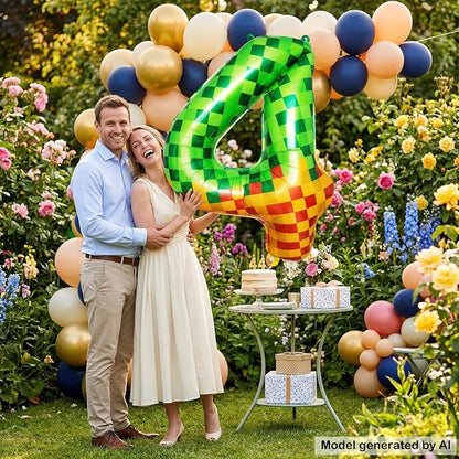 40 Inch Pixelated Number 4 Foil Balloon - Image 7