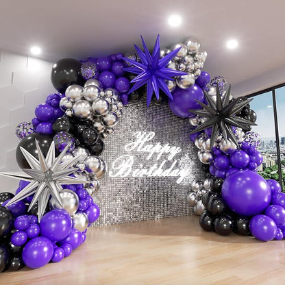 Purple and Black Balloon Arch Kit by ADOINBY