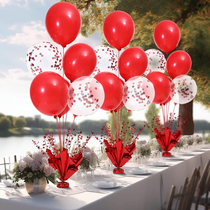 Red Balloon Table Centerpiece Kit, 6 Sets Red Balloon Stands - Image 6