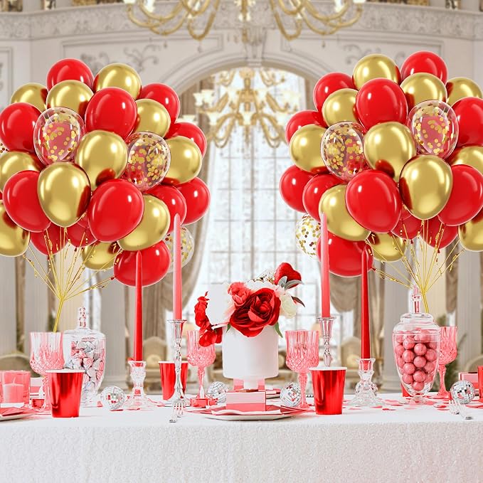 60pcs Red and Gold Balloons 12inch - Image 6