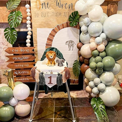 Woodland Balloons, 12 Inch Sage Green Brown and Sand White Balloon Double - Image 5