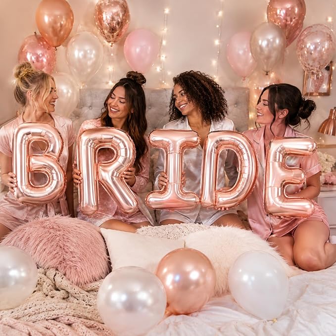 BRIDE Balloons Bachelorette Party Decorations, 16 Inch Rose Gold Bride Letter - Image 4