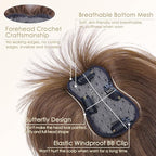 Hair Toppers for Women Clip in Bangs Real Human Hair,10 Inch 30g Brown Topper for Women 150% Density Silk Base Clip in Pieces Straight for Thin Daily Use