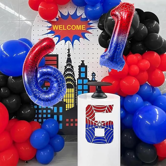 40 Inch Spider Theme Number Foil Balloons, Large Number 16 Balloons - Image 6