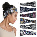 Boho Headbands for Women, 6 Pack Wide Non-Slip Stretchy Hair Bands for Yoga, Workout, Running, Fashion Hair Accessories for Women's Hair（Shape 2）