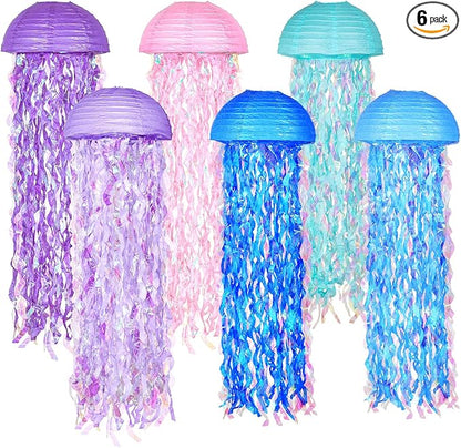 OBXT 10" Mermaid Jellyfish Lanterns – Pink Purple Blue Decorations by OBXT