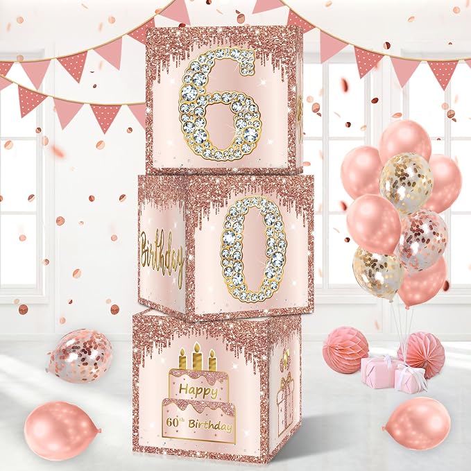 Guiruiy 3Pcs 60th Birthday Decorations Balloon Gift Boxes by Guiruiy