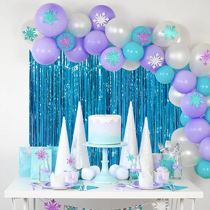 Voircoloria Retro Blue Foil Fringe Backdrop Curtains, 3 Pack | Tinsel Streamers - Image 7