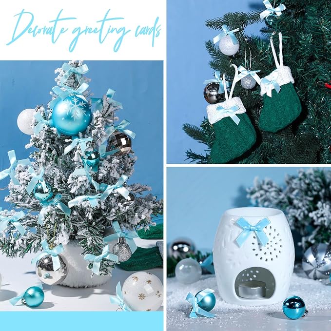 YGDZ 50 PCS Mini Blue Bows, Light Blue Satin Ribbon Bows, Small Bows - Image 7