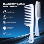 SALONSILK Combs for Women and Men, 4PCS Translucent Professional Comb Set, Wide Tooth Rat Tail Fine Tooth Set for All Hair Types