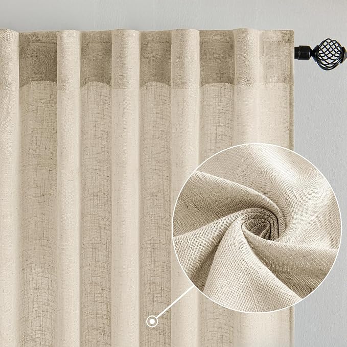 MIULEE Linen Curtains 52x96 Inch Length 2 Panels - Image 2