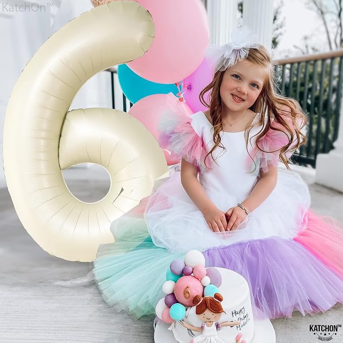 KatchOn Cream Number 1 Balloons - Image 2