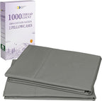 California Design Den Queen/Standard Pillow Cases Set of 2-1000 Thread Count Sateen, Soft and Thick 100% Cotton Pillow Covers Queen Size, Durable - Grey