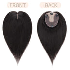 Hair Toppers for Women Real Human Hair No Bangs, 13 * 15 cm Larger Silk Base 150% Density Clip In Topper Hairpieces, Wiglet Top Pieces Add Volume -12 Inch 01B Natural Black