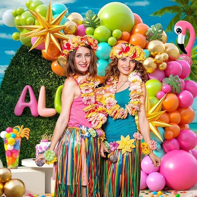Summer Tropical Balloon Arch Kit, Rainbow Neno Balloon Arch, Hot Pink Green - Image 7