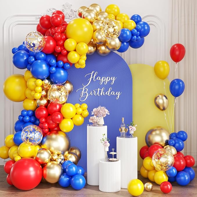 Red Blue Yellow Balloons Garland Arch Kit by Unknown