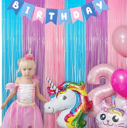Blue Purple Pink Tinsel Backdrop - Image 3