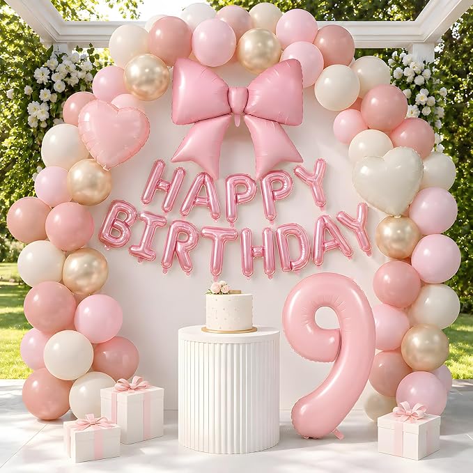 Dusty Pink Number 9 Balloon, 9th Birthday Decorations - Image 5