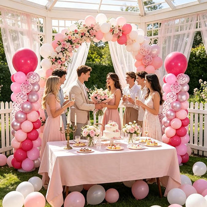 Pink Balloon Column Stand Kit 2 Sets, Hot Pink Balloon Towers | 102Pcs Light - Image 6