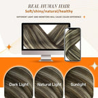 Full Shine Seamless Hair Extensions Clip in 14 Inch Brown Balayage Clip in Hair Extensions Straight Dark Brown Balayage Platinum Blonde Hair Softness 8 PCS 120 Grams