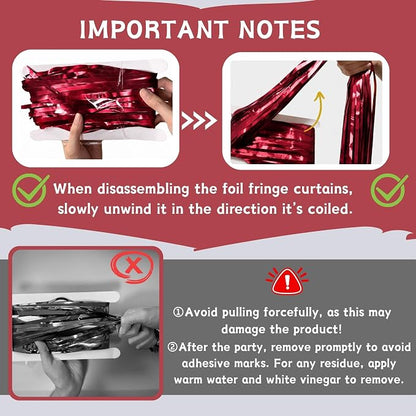 Matte Burgundy Foil Fringe Tinsel Backdrop, 4 Pack, 3.3 x 6.6 Ft | Matte Maroon - Image 5