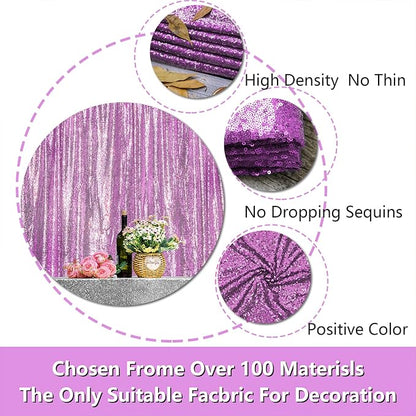 Lavender Sequin Backdrop Curtain 1 Panel 10FTx10FT | Glitter Sequence Drapes - Image 3