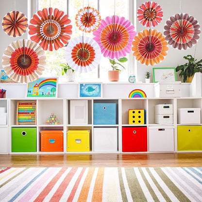Outus Flower Hanging Decorations Summer Paper Fans Classroom Ceiling Wall Decor - Image 4
