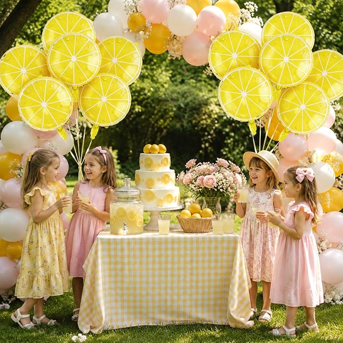 Lemon Foil Balloons 6 Pcs 18 Inch Summer Lemonade Balloons Yellow Citrus Fruit - Image 7