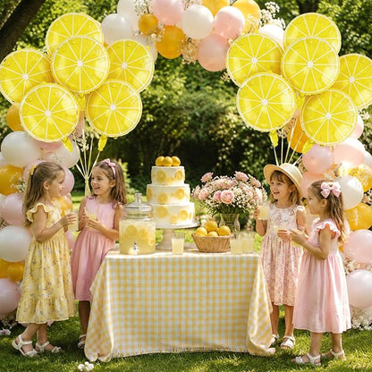 Lemon Foil Balloons 6 Pcs 18 Inch Summer Lemonade Balloons Yellow Citrus Fruit - Image 7