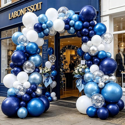 Blue White Silver Balloon Arch Kit, - Image 5