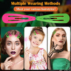 WILLBOND 30 Pieces 3.1 Inch Large Metal Snap Hair Clips Nonslip Barrettes Women Hair Accessories (Pink and Green)