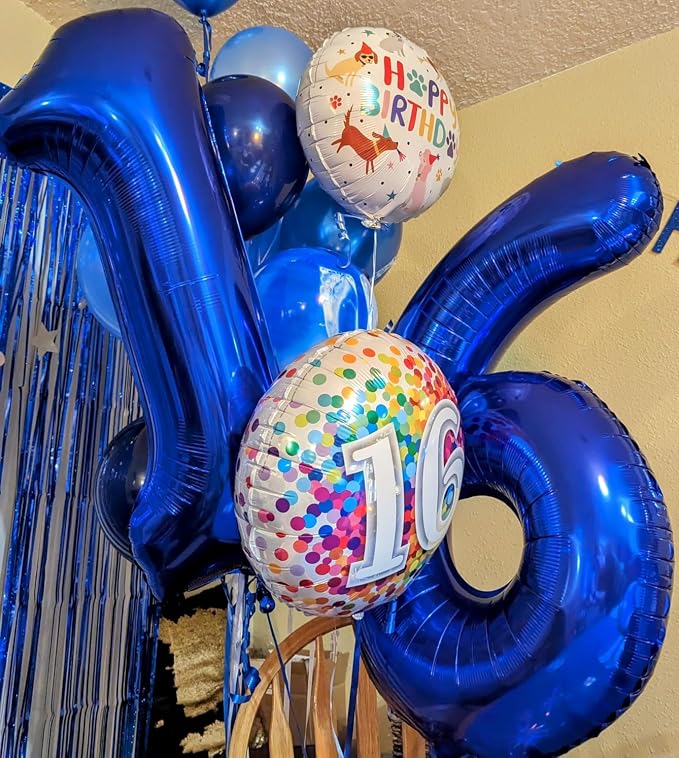 16 Balloon Numbers 40Inch for 16th Year Old Birthday Decorations, Dark Blue | - Image 2