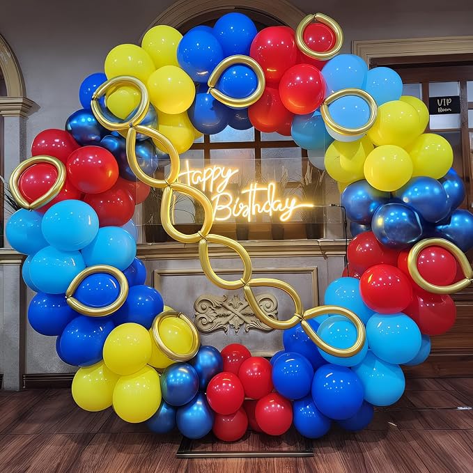 HILAVO Red Yellow Blue Balloons Light Baby Royal Metallic Blue Red Yellow - Image 3