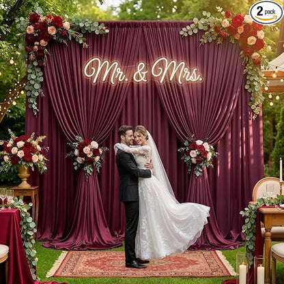 10×14 ft Wrinkle Free Maroon Backdrop Curtain by ENJOYYOURPARTY