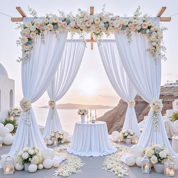 60 ft x 10 ft Wrinkle Free White Backdrop Curtain - Image 2