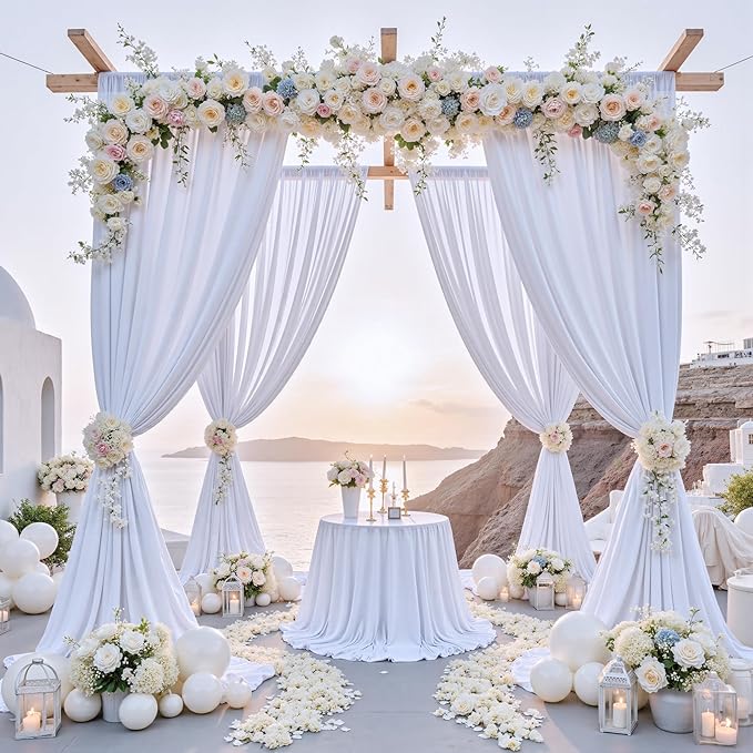 50 ft x 10 ft Wrinkle Free White Backdrop Curtain - Image 2