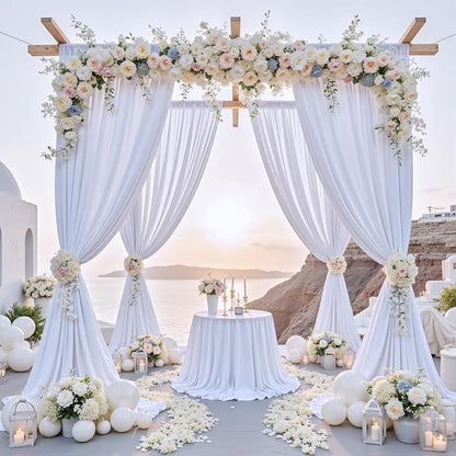 10 ft x 8 ft Wrinkle Free White Backdrop Curtain by Outpain