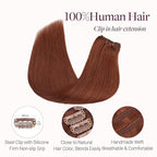 GOO GOO Clip in Hair Extensions Real Human Hair, Remy Human Hair Extensions Clip ins for Women, Natural Human Hair, 22inch 150g 9 Pcs, #33B Dark Auburn Copper