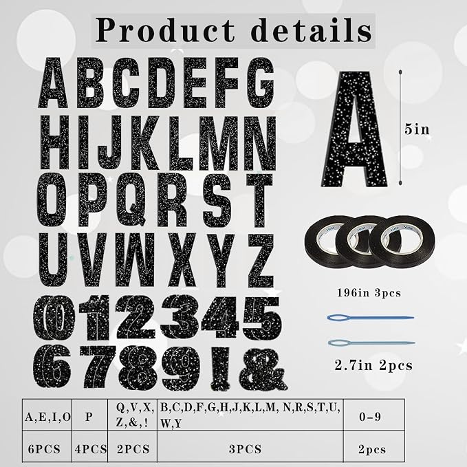 116 Pcs DIY Glitter Customizable Banner Kit Custom Banner Including 111 Letters - Image 2