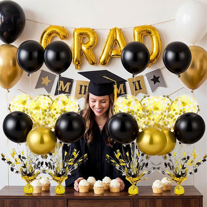 4 Set Black and Gold Balloon Stand Kit 2026 Table Centerpiece Metallic Foil - Image 6