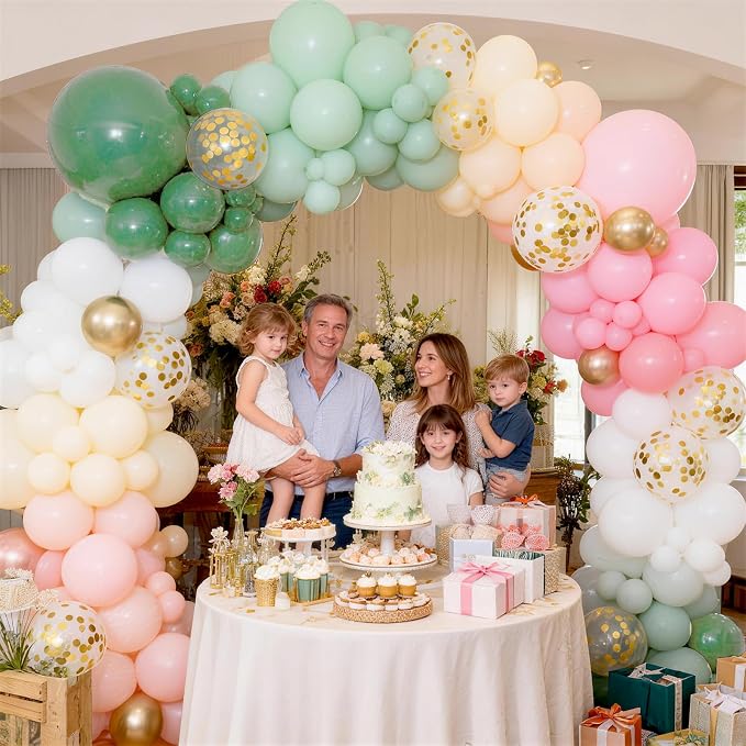 Sage Green and Pink Balloons, Dusty Green Pastel Pale Pink Light Orange Ivory - Image 7