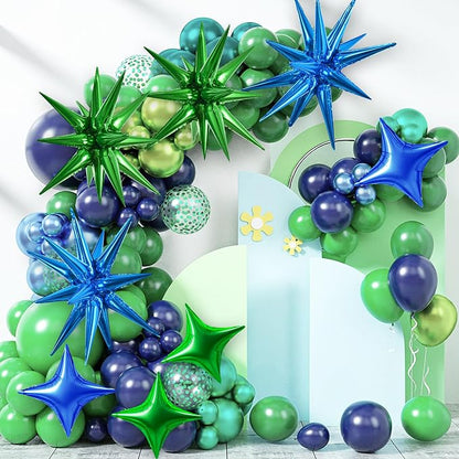 TONIFUL 18Pcs 22Inch Blue Green Large Explosion Star Mylar Balloons and 10Inch - Image 6
